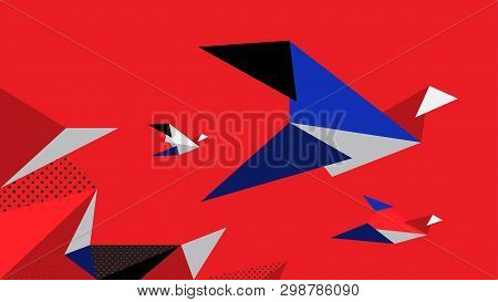 Geometric Red Blue Gray Birds Freedom And Independent Concept Abstract Background