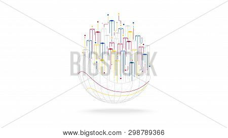 Futuristic Globe Big Data Tech Dots Line Elements Abstract Background