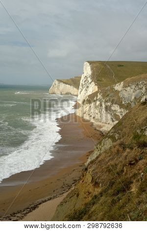 The Steep Climb Up To Swyre Head Cliffs Above Durdle Door On Dorset Coast