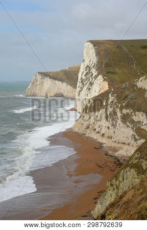 The Steep Climb Up To Swyre Head Cliffs Above Durdle Door On Dorset Coast
