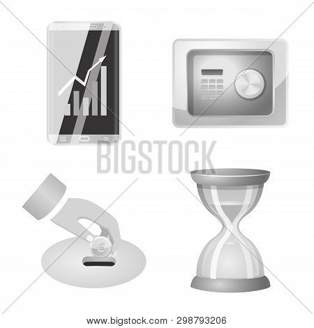 Vector Illustration Of Bank And Money Icon. Set Of Bank And Bill Stock Vector Illustration.