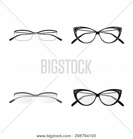 Vector Illustration Of Glasses And Frame Sign. Set Of Glasses And Accessory Vector Icon For Stock.