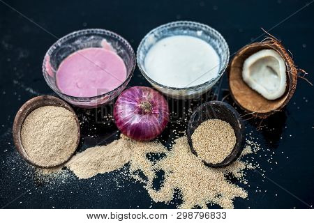 Home Remdey To Cure Dry Cough And Cold On Wooden Surface I.e.  Poppy Seeds Or Khus Khus Well Mixed W