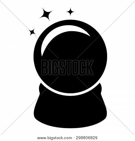 Crystal Ball Glass Sphere Spirutual Concept Magic Crystal Ball Icon Black Color Vector Illustration 