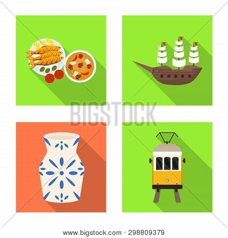 Vector Design Of  And Historic Logo. Set Of  And Country Vector Icon For Stock.