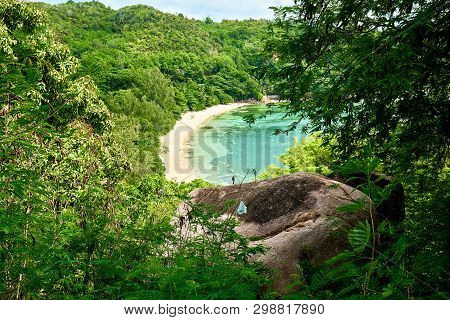 View On Anse Marie Louise Front Consolation Point (tropical Beac