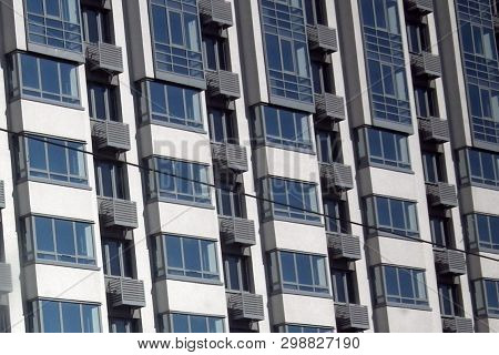 Windows. Windows In A Multi-storey Residential Building Under Construction. Monolithic Housing Const
