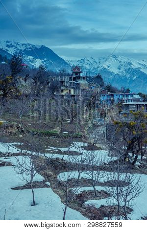 Beautiful Morning In Himalayan Village, Kalpa Himachal Pradesh, India