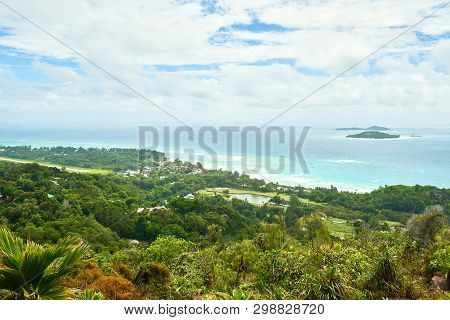 View On Anse Kerlan Fom Chenard's Moutain, Praslin, Seychelles