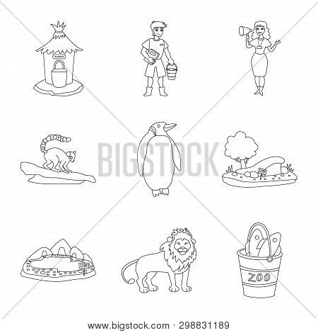 Vector Illustration Of Entertainment And Forest Symbol. Collection Of Entertainment And Park Stock S