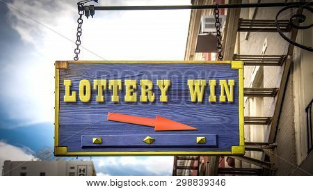 Street Sign The Direction Way To Lottery Win