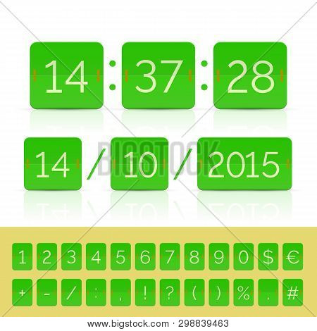 Green Vector Countdown Timer And Scoreboard Numbers