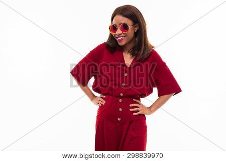 Modern Portrait Of African Young Girl Possing On White Background