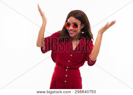 Modern Portrait Of African Young Girl Possing On White Background
