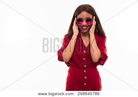 Modern Portrait Of African Young Girl Possing On White Background