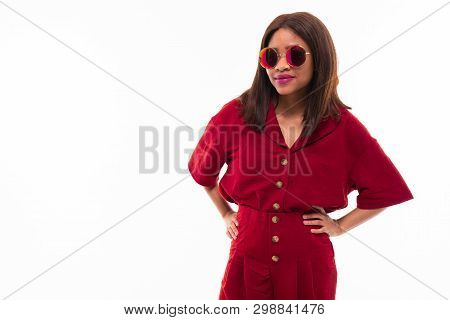 Modern Portrait Of African Young Girl Possing On White Background