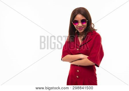 Modern Portrait Of African Young Girl Possing On White Background