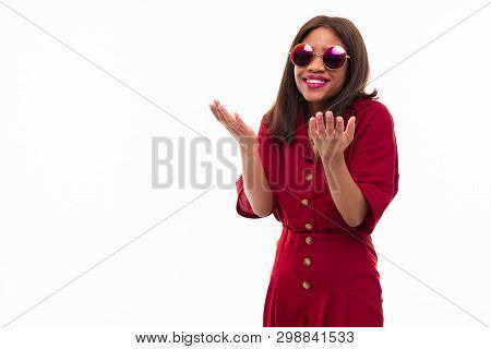 Modern Portrait Of African Young Girl Possing On White Background