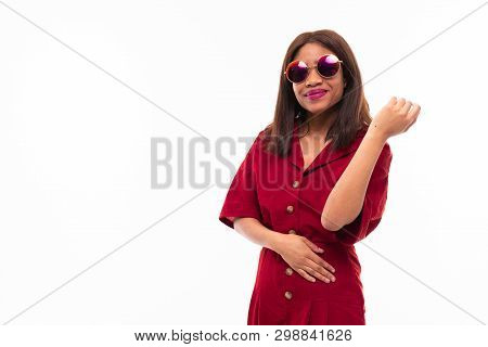 Modern Portrait Of African Young Girl Possing On White Background