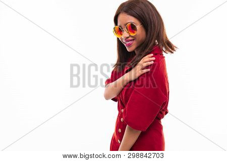 Portrait Of Expressive Beautiful African-american Girl Possing On Background