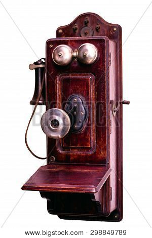Photo Of Old Vintage Telephone Front Background White