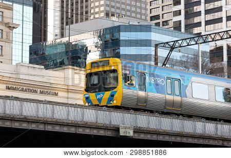 Melbourne, Australia - July 6th 2018: Pt Metro Train In Melbourne Cbd