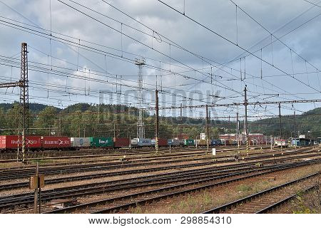 Ceska Trebova, Czech Republic - 20.4.2019: Railway Junction And Railway Station Ceska Trebova. Cargo