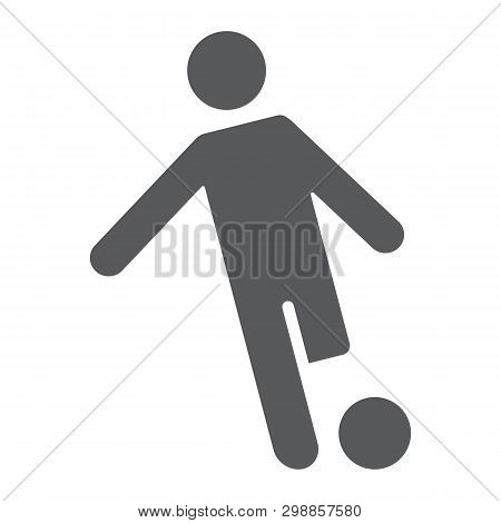 Soccer Player Glyph Icon, Kickball And Sport, Football Player Sign, Vector Graphics, A Solid Pattern