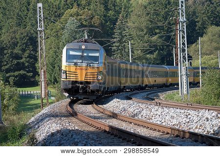 Svitavy, Czech Republic - 20.4.2019: Passenger Train On The Route Ceska Trebova - Brno. Train Compan