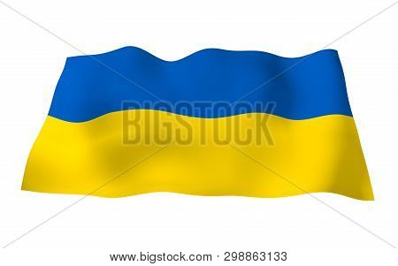 The Flag Of Ukraine On A White Background. National Flag And State Ensign. Blue And Yellow Bicolour.