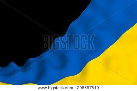 The Flag Of Ukraine On A Dark Background. National Flag And State Ensign. Blue And Yellow Bicolour. 