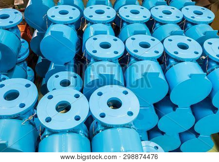 Metal Base Of The Master Water Meter Are Stacking In The Factory For Testing After The Production Ti