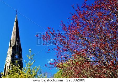 An External View Of The Architectural Detail On A Church Building In The Perthshire Town Of Comrie
