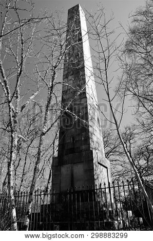 A View Of A Monumental Memorial Obelisk On A Hilltop Near Crieff, Perthshire