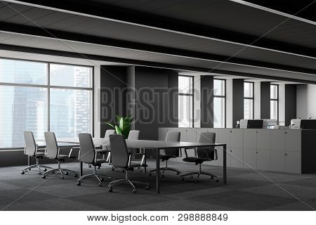 Gray Conference Room Corner In Open Space Office