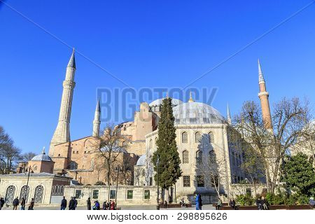Istanbul/turkey-04.03.2019:exterior Of Hagia Sophiya,aya Sofiya