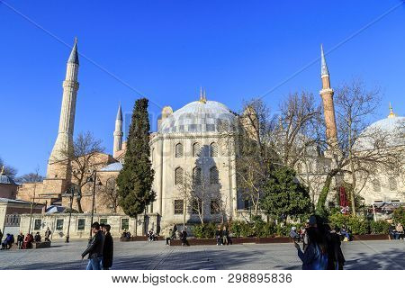 Istanbul/turkey-04.03.2019:exterior Of Hagia Sophiya,aya Sofiya