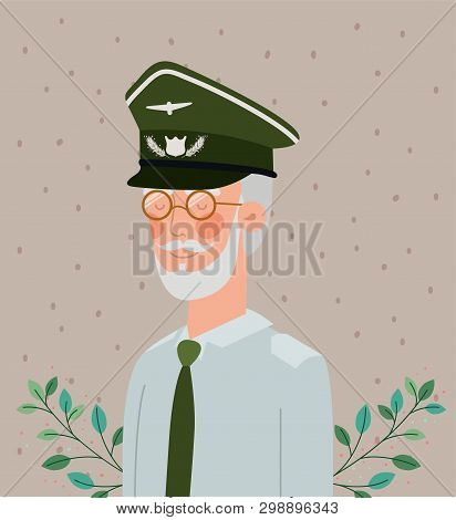 Veteran Military Celebration Crd With Leafs Vector Illustration Design