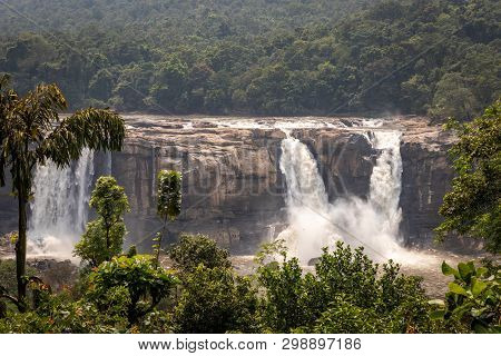 This Is The Athirapally Waterfall Kerala India In The Middle Of The Western Ghat Range. It Is Fallin