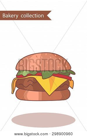 Bakery Collection. Colored Icon Burger. In Trendy Flat Style Isolated On White Background.
