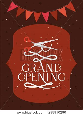 Grand Oppening Frame With Scissors Vector Illustration Design
