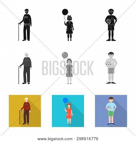 Vector Illustration Of Character And Avatar  Icon. Collection Of Character And Portrait Vector Icon 