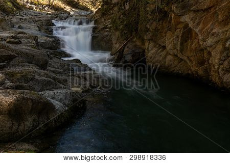 Cubo Waterfall In Irati Forest In Navarra, Spain