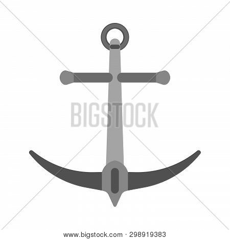 Anchor Travel Metal Equipment Iron Heavy Object. Vector Ship Vintage Element Sea Nautical