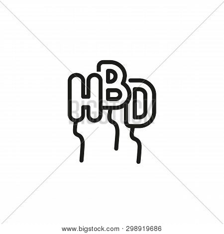 Happy Birthday Balloons Line Icon. Letters, Hbd, Holiday. Birthday Party Concept. Vector Illustratio