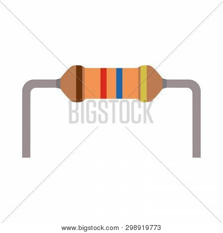 Resistor Small Flat Vector Parts Components Electronic Circuit. Microchip Computer Server Icon View