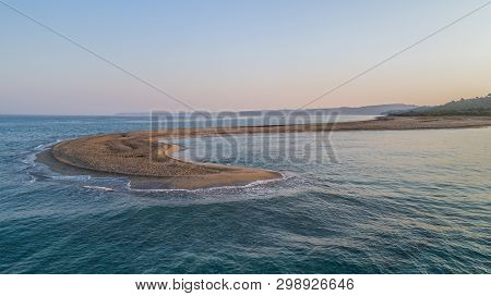 Beach At Possidi Cape On The Kasandra Peninsula. Greece. Aerial View