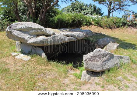 Saint Gonvel Dolmen In A Field In  Landunvez