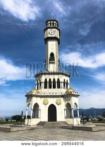 The 25-meter Oriental-style Chacha Tower Is Made Of Light-colored Stone With Many Arches And Carved 