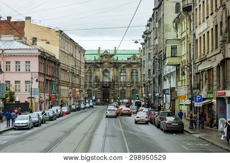 Saint Petersburg, Russia - October 24, 2015: Belinsky Street It Takes Place In The Central District 